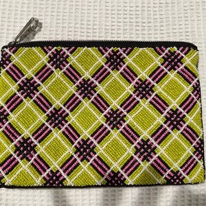 NWOT David Jeffery beaded plaid clutch, purse, bag